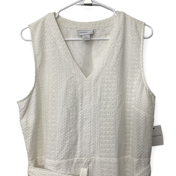 Liz Claiborne Eyelet Dress | Ivory / Cream | Size L - Picture 3 of 11